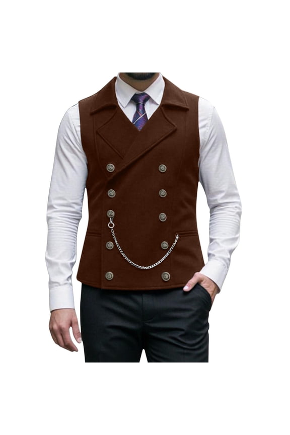 Brown Work Office Dressy Button Blazer for Man Summer Fall Vneck Medieval Camisole Tank Renaissance Peasant Basic Steampunk Vest Blazer Coat Man 2026 Clothing Trendy XL