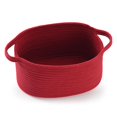 thumbnail image 1 of Brown Woven Cotton Rope Storage Basket with Lace Trim, Collapsible Toy Organizer, 13" D x 8" W x 6" H, Decorative Basket for Nursery,Burgundy, 1 of 8