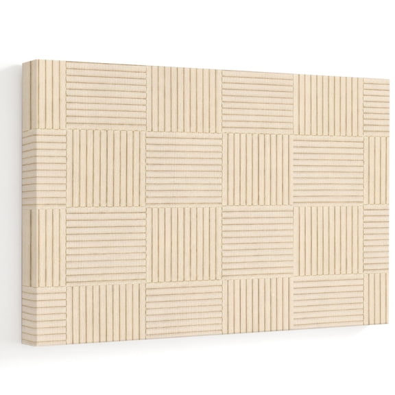 Brown Woven Strips Canvas Wall Art, Beige Woven Texture Cream Square Blocks Wall Art Prints Artwork Framed Canvas Ready to Hang Art Pictures for Bedroom Living Room Closet Kitchen 16" x 12"