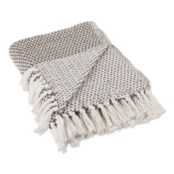 DII Cotton Woven Throw Blanket, 50x60-inch, Brown