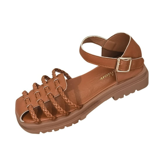 Brown Woven Toe Sandals For Women With Soft Sole And Roman Design Comfortable And Sturdy Ideal For Summer Wear