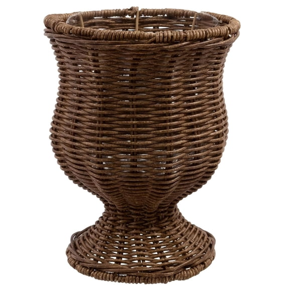 Brown Woven Urn Planter, Woven Flowers Vase Decorative Imitation Rattan Vase Flower Holder for Home Office Balcony Tabletop Decor