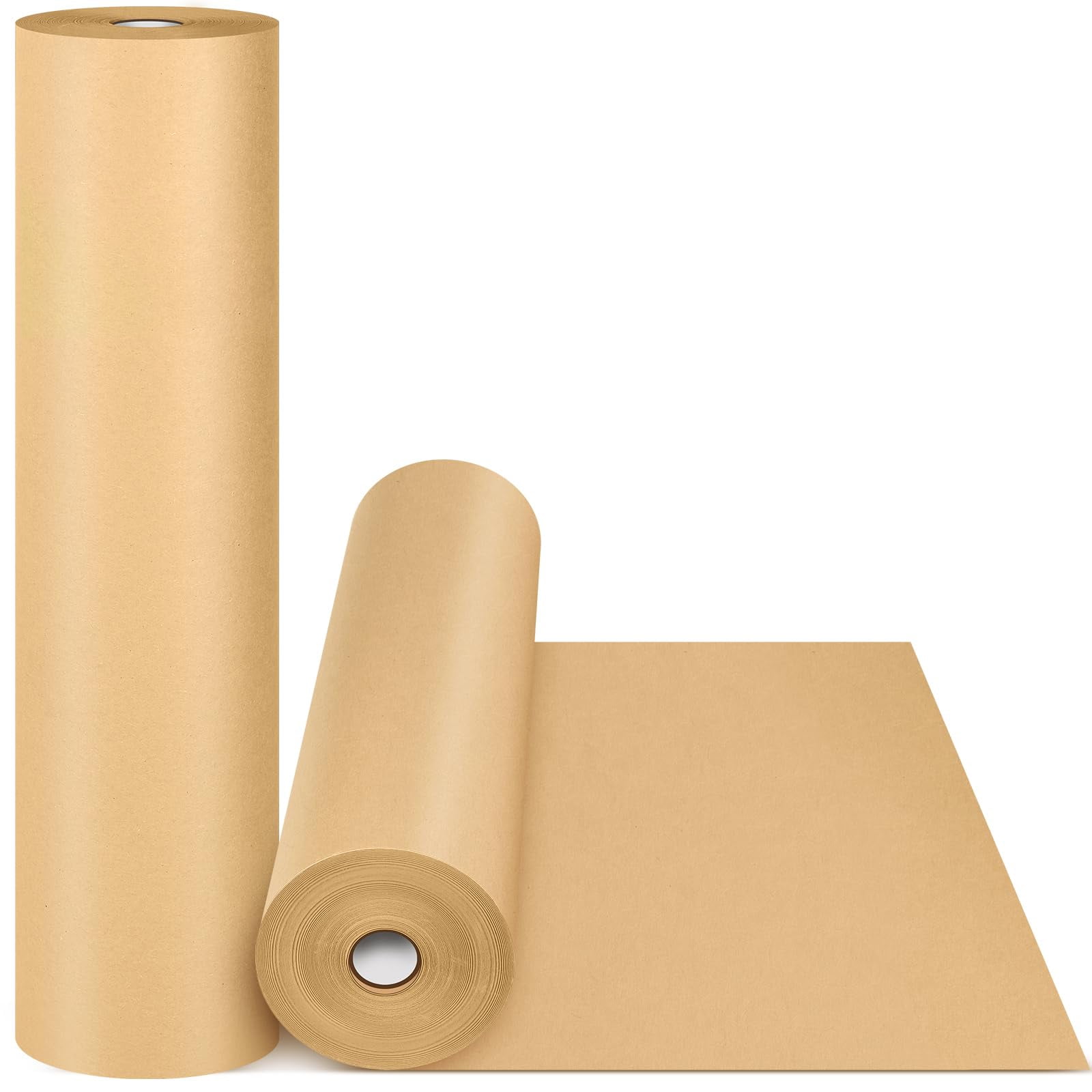 The Paper Factory Kraft Paper Roll 2-Pack - 17.5x1200 Inch Brown Wrapping Paper For Crafts