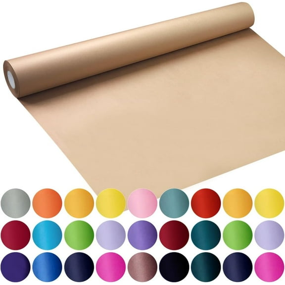 Brown Wrapping Paper Roll 17.8"1,200"(100') Kraft Paper for Craft Gift Bulletin Board Banner Bouquet Flower Table Covering Packing Shipping Moving 70GSM 50LB(Brown, 17.8" x 1,200")