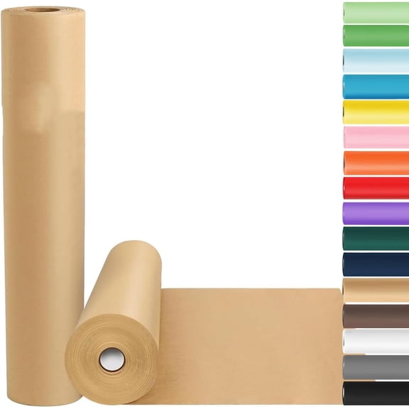 Brown Wrapping Paper Roll, Craft Kraft Packing Paper for Gift Packing, Bulletin Board, Arts, Bouquet, Table Covering, Poster and Shipping Supplies