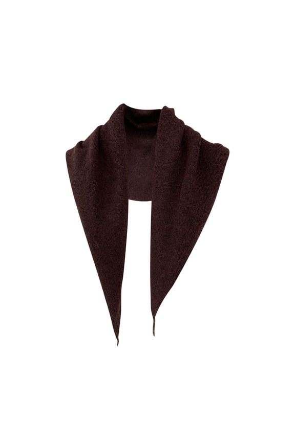 Brown Wraps Solid Color Small Shawl for Women In Autumn and Winter Versatile Casual Shoulder Trendy Knitted Yarn Scarf