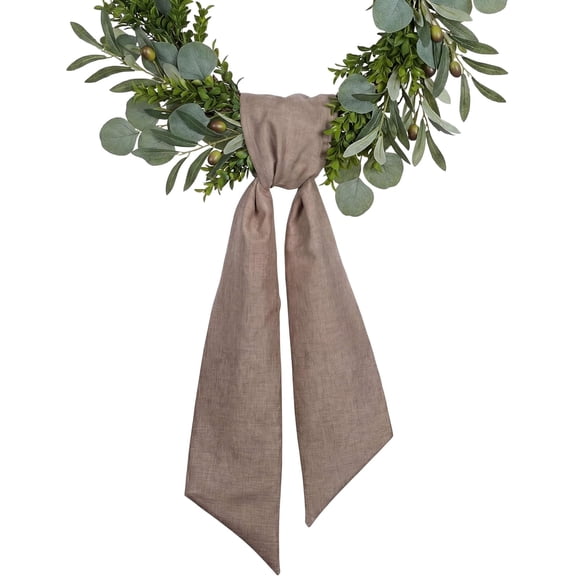 Brown Wreath Sash for Front Door, 55"x5" Linen Look Blank Ribbon DIY Embroidery Monogram Christmas Fall Halloween Holiday Farmhouse Rustic Decor (Brown)
