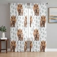 thumbnail image 1 of Brown Yak Sheer Curtains 72 Inch Length 2 Panels for Living Room, Spring Green Ferns Leaves Country Animals Voile Kitchen Curtain Set, Luxury Privacy Drapes Window Treatment for Bedroom, 1 of 7