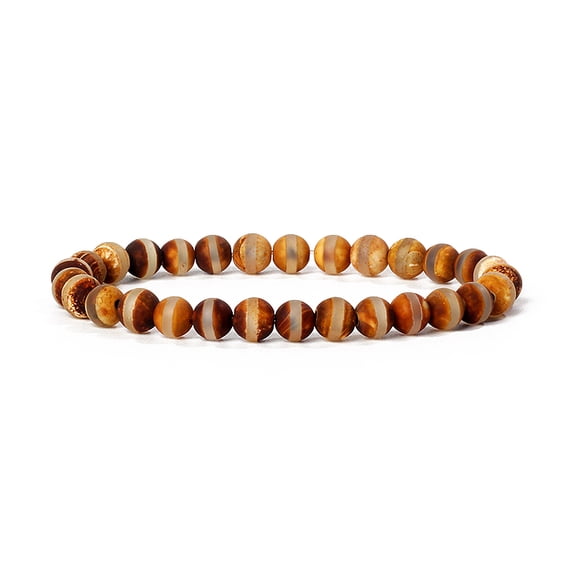 Brown Yellow 6MM Natural Stone Bracelets for Women Citrines Agates Bracelets Men Tiger Eye Bead Bangles Yoga Meditation Jewelry