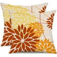 thumbnail image 1 of Brown Yellow Fall Pillow Cover 20X20 Inch Set of 2 Outdoor Waterproof Floral Brown Decorative Pillowcase Decor for Couch Patio Funiture Garden Print Linen Cushion Cover, 1 of 6