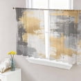 thumbnail image 1 of Brown Yellow Sheer Curtains 54 Inch Length 2 Panels Set, Modern Vintage Abstract Art Voile Window Treatment Rod Pocket Short Kitchen Curtains Drapes for Bedroom 52"x54"x2, 1 of 7