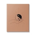 thumbnail image 1 of Brown Yin Yang Harmony Symbol Palm Hand Religious Graphic Art Gallery-Wrapped Canvas Print Wall Art, 1 of 5