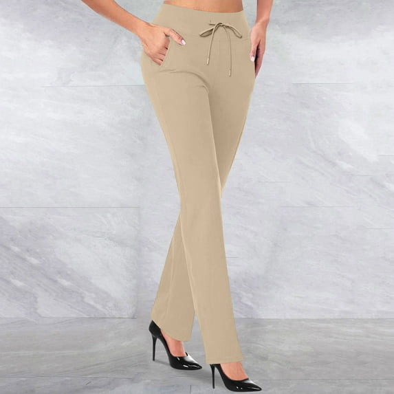 Brown Yoga Pants Women Womens Flare Leggings with Pockets Yoga Pants High Waisted Bottoms Comfy Workout Business Trousers 2024