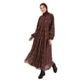 thumbnail image 1 of Brown - Zebra - Crew neck - Fully Lined - Modest Dress - Refka, 1 of 5