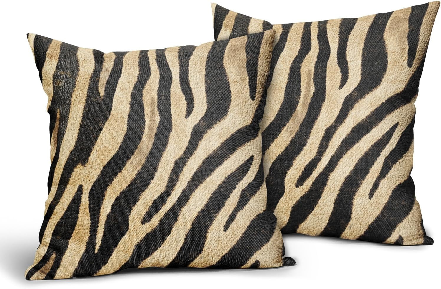 Brown Zebra Print Pillow Covers 20x20 Inch Set of 2 Tiger Print Cotton — free download