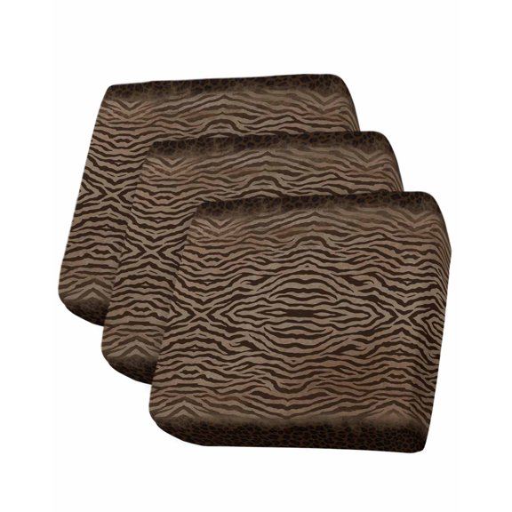 Brown Zebras Striped Couch Cushion Covers Stretch, Washable Sofa Seat Covers Individual Seat Cushion Sofa Slipcovers Vintage Animal Skin Print Couch Cover Furniture Protector S-3PCS