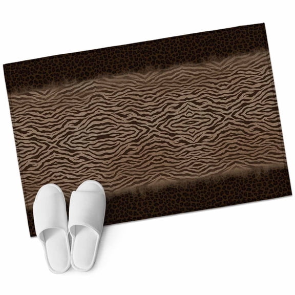 Brown Zebras Striped Entryway Rug 2x3 Area Rug Washable Indoor Doormat Small Bathroom Rugs Non-Slip Low Pile Accent Throw Rugs Vintage Animal Skin Print Floor Carpet for Kitchen Bedroom Entrance