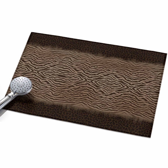Brown Zebras Striped Entryway Rug 2x3ft Washable Non Slip Bathroom Rug Low Pile Soft Indoor Floor Front Door Mat Vintage Animal Skin Print Rectangle Area Rugs Carpet for Kitchen Office Dining Room