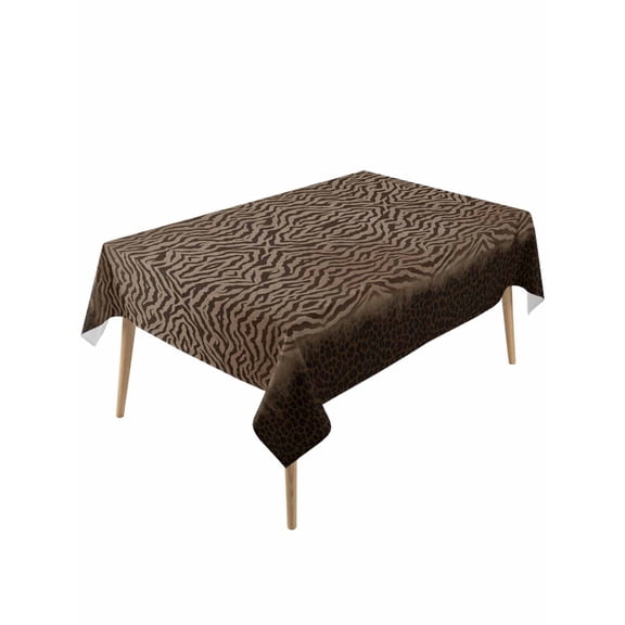 Brown Zebras Striped Table Cloth, Waterproof Tablecloth for Rectangle Tables, Vintage Animal Skin Print Reusable Washable Fabric Table Cover for Restaurant Kitchen Dining Tables 60"x120"