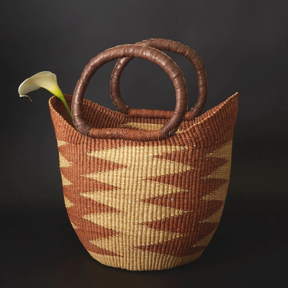Bohemian African Market Basket, Natural Brown