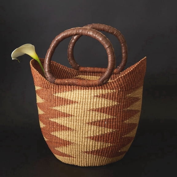 Brown Zig Zag African Market Basket