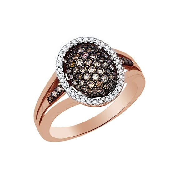 AFFY Brown & White Natural Diamond Engagement Ring In 10k Rose Gold (0.5 Cttw)