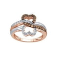 thumbnail image 1 of AFFY Brown & White Natural Diamond Two-Tone Double Heart Ring In 10k Rose Gold (0.375 Cttw), 1 of 1