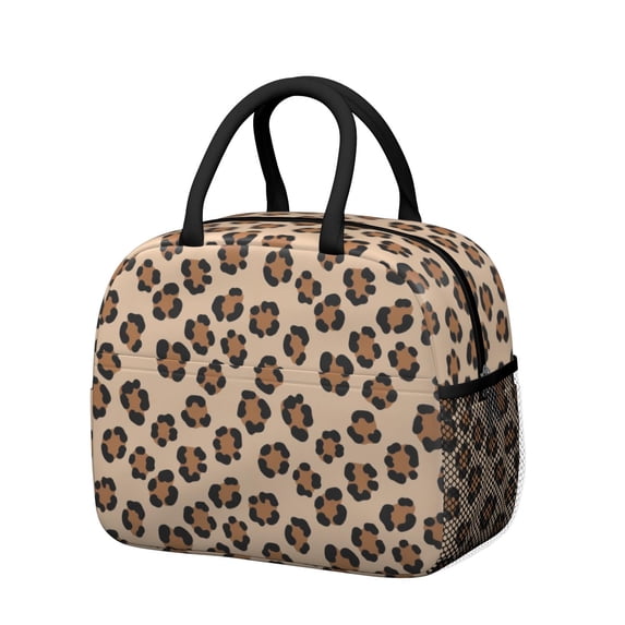 Brown and Beige Leopard Print Insulated Leakproof Lunch Box for Work, Lunch Bag for Women Men, Loncheras Para Mujer for Beach Travel Picnic Camping