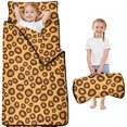 thumbnail image 1 of Brown and Beige Leopard Print Teens Toddler Nap Mat with Pillow, Sleeping Mat Bag for Preschool Daycare 50"x20", 1 of 6