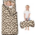 thumbnail image 1 of Brown and Beige Leopard Print Teens Toddler Nap Mat with Pillow, Sleeping Mat Bag for Preschool Daycare 59"x22", 1 of 6
