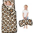 thumbnail image 1 of Brown and Beige Leopard Print Teens Toddler Nap Mat with Pillow, Sleeping Mat Bag for Preschool Daycare 60"x20", 1 of 6