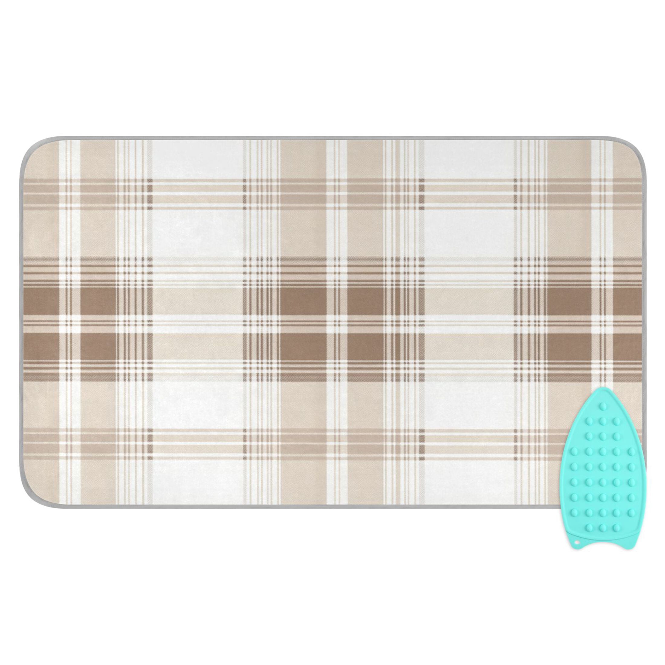 Brown and Beige Plaids Ironing Mat Blanket Portable Travel Ironing Pad Heat Resistant Pad 47.2" x 27.6”