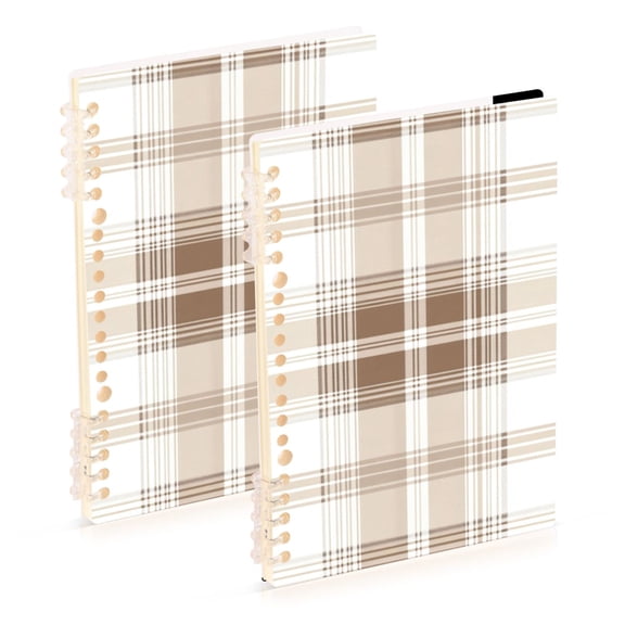 Brown and Beige Plaids Notebook Detachable Coil Notebook Diary Plan Book A5 Size 60 Pages 1 Pack