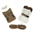 thumbnail image 1 of Brown and Black Faux Leather Bomber Dog Coat Harness and Leash by Doggie Design X-Small, 1 of 2