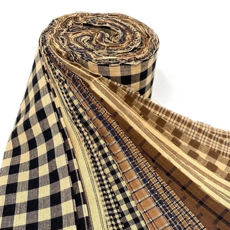 Brown Black Homespun Plaid Fabric 2.5 X 44 inch Roll (Jelly Roll) - 22 pc. by JCS