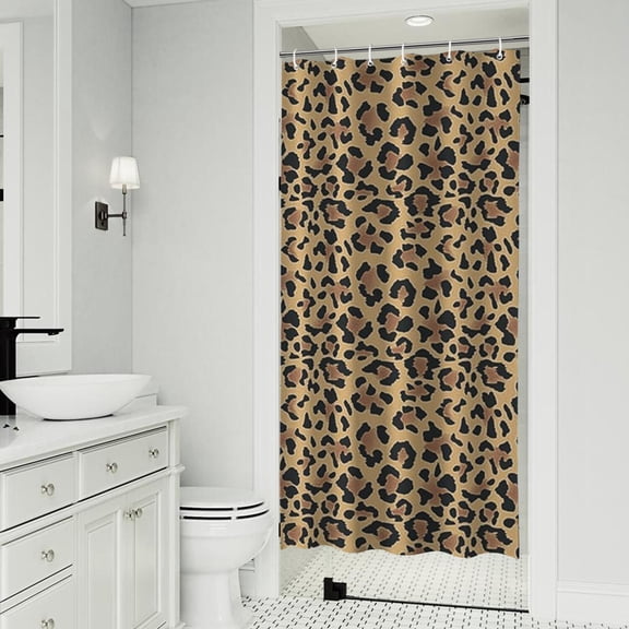 Brown and Black Leopard Print Shower Curtain 36"x72" ,Bathroom Decorative Shower Curtains Set with 12 Hooks,Modern Waterproof Washable Shower Curtain