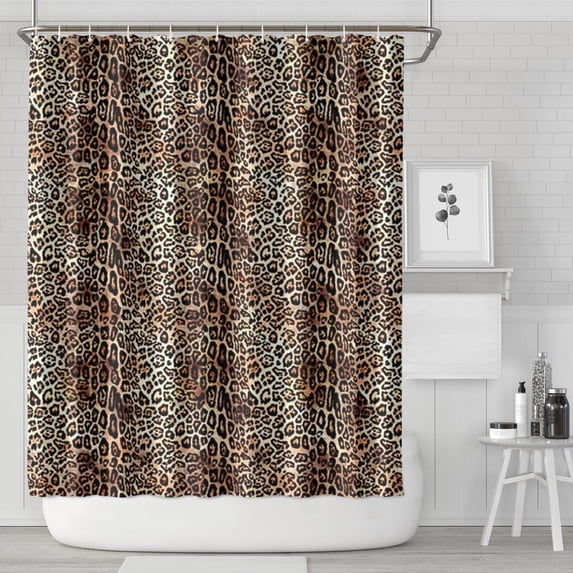 Brown and Black Leopard Print Shower Curtain 72"x84" ,Bathroom Decorative Shower Curtains Set with 12 Hooks,Modern Waterproof Washable Shower Curtain