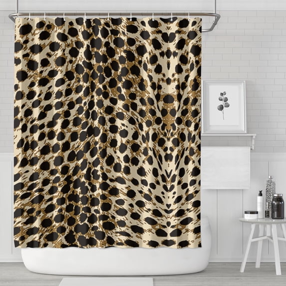 Brown and Black Leopard Print Shower Curtain 72"x84" ,Bathroom Decorative Shower Curtains Set with 12 Hooks,Modern Waterproof Washable Shower Curtain