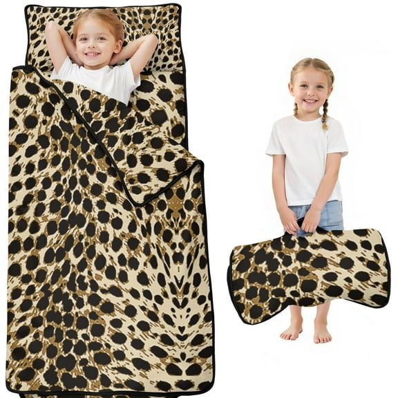 Brown and Black Leopard Print Toddler Nap Mats for Kids Preschool,Sleeping Mat Bag or Kids,Toddler Sleeping Bag,Toddler Nap Mat or Daycare