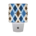 thumbnail image 1 of Brown and Blue Argyle Pattern Plaids LED Night Light Sensor Lamp Plug-in Adjustable Brightness 2 Pack, 1 of 7