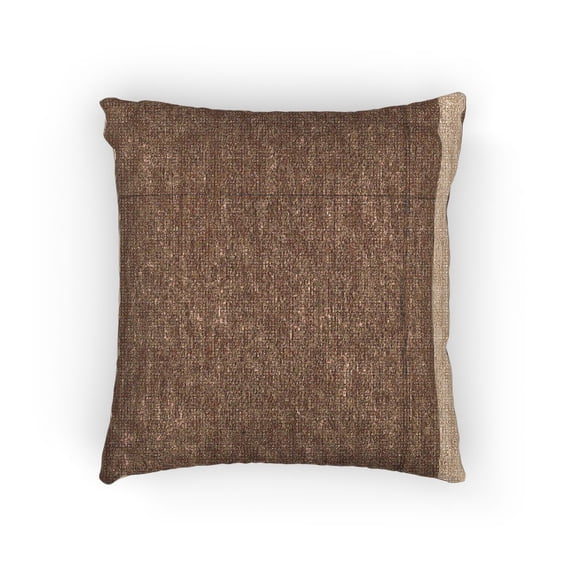 Brown and Cream Textured Patchwork Decorative Woven Pillow, Cotton-Polyester Shell