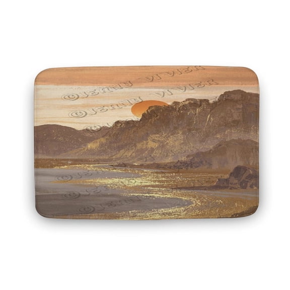 Brown and Gold Decor Mountain Bath Mat - Plush, Non-Slip, Easy to Clean, 16" x 24"