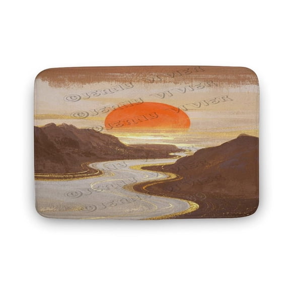 Brown and Gold Mountain Bathroom Rug - Soft, Absorbent, Non-Slip, 20" x 32"