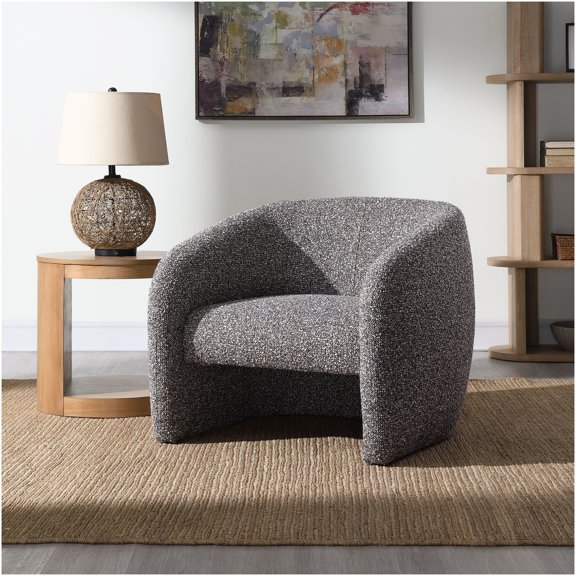 Brown and Gray Tweed Upholstered Accent Chair with Pocket Coil Seat