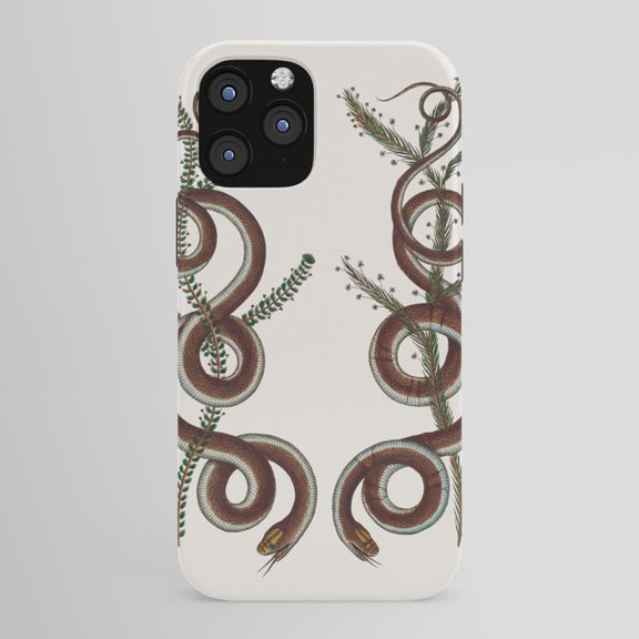 Brown and Green Botanical Coiled Snake Tough Case for Apple iPhone, Polycarbonate and TPU