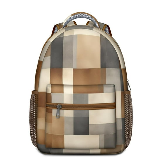 Brown and Grey Abstract Art Artwork Backpack for School,Cute School Bag,Schoolbag with Adjustable Shoulder Straps & Padded Back,15.3"x11"x6.7"