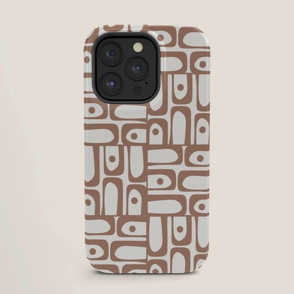 Brown and Off-White Geometric Arch Tough Phone Case for Apple iPhone, Dual-Layer Polycarbonate and TPU