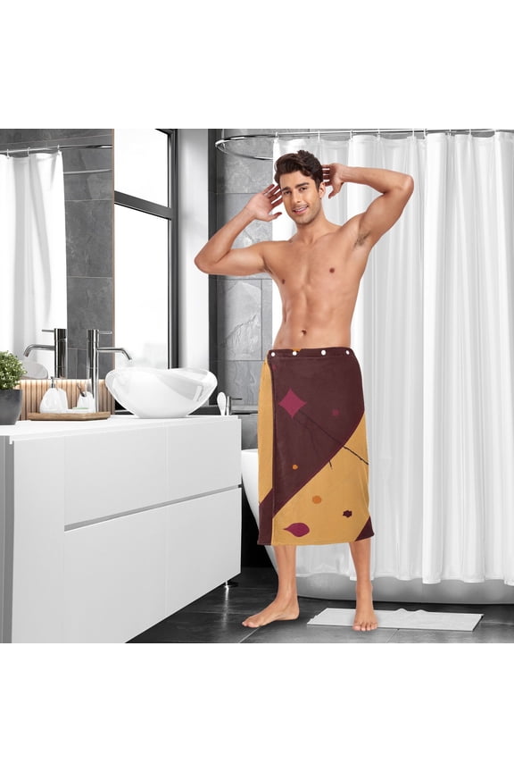 Brown and Orange Diagonal Stripes Men Bath Towel Adjustable Body Wrap for Sauna Spa Gym Shower After Soft Cover Up