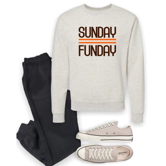 Brown and Orange Sunday Funday Crewneck Sweatshirt