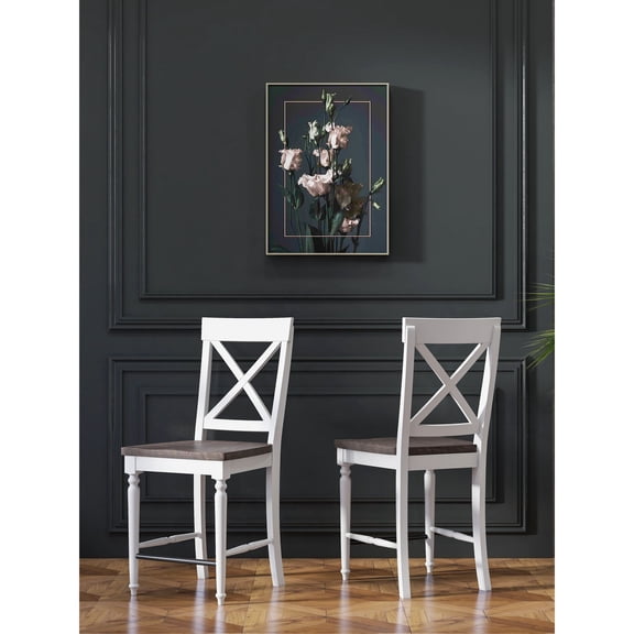 Brown and White 24" Bar Stools / Enhance Home Ambiance with Country Style